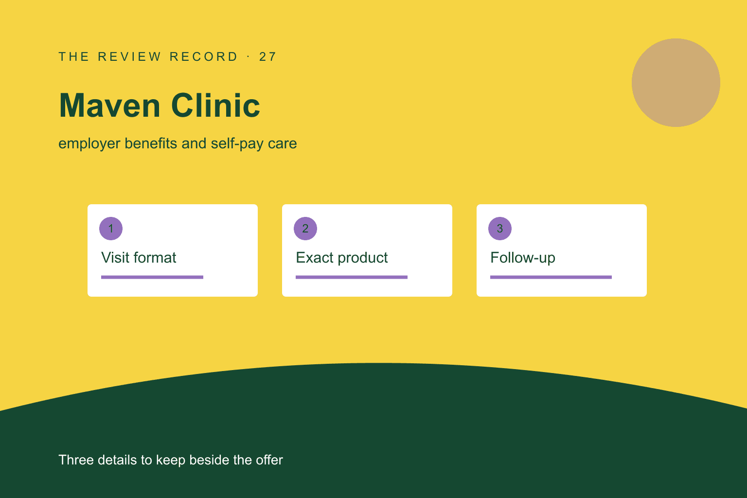 Original editorial diagram for Maven Clinic, showing employer benefits and self-pay care through three labeled comparison checkpoints.